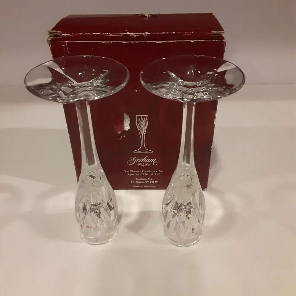 Gorham Crystal Candlesticks Star Blossom made in Germany Elegance Ambiance
